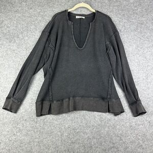 We the Free People Buttercup Waffle Thermal Top S Faded Gray Oversized Grunge*